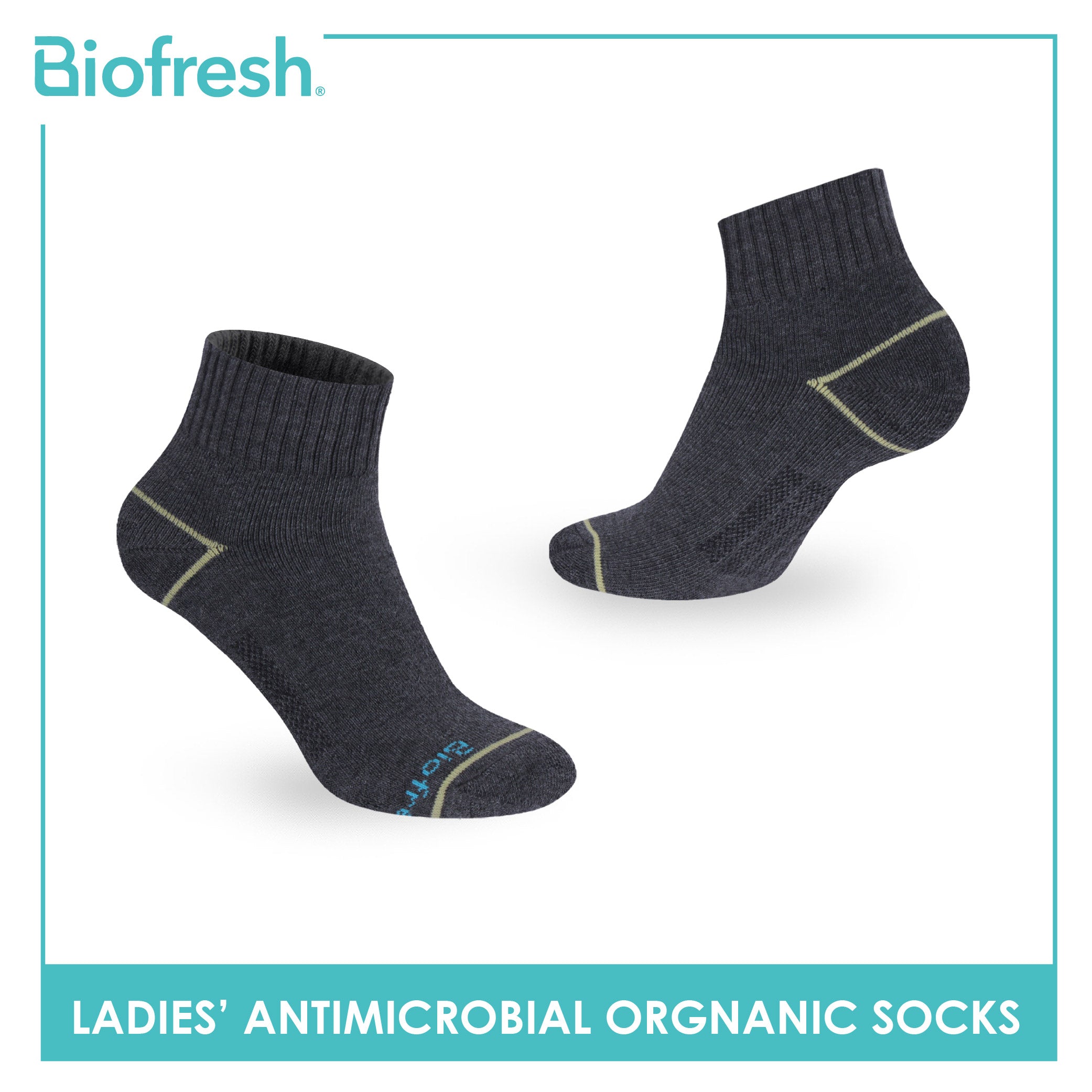 Biofresh Ladies’ Antimicrobial Organic Scent Cotton Extreme Performance Ankle Socks RLSG1101