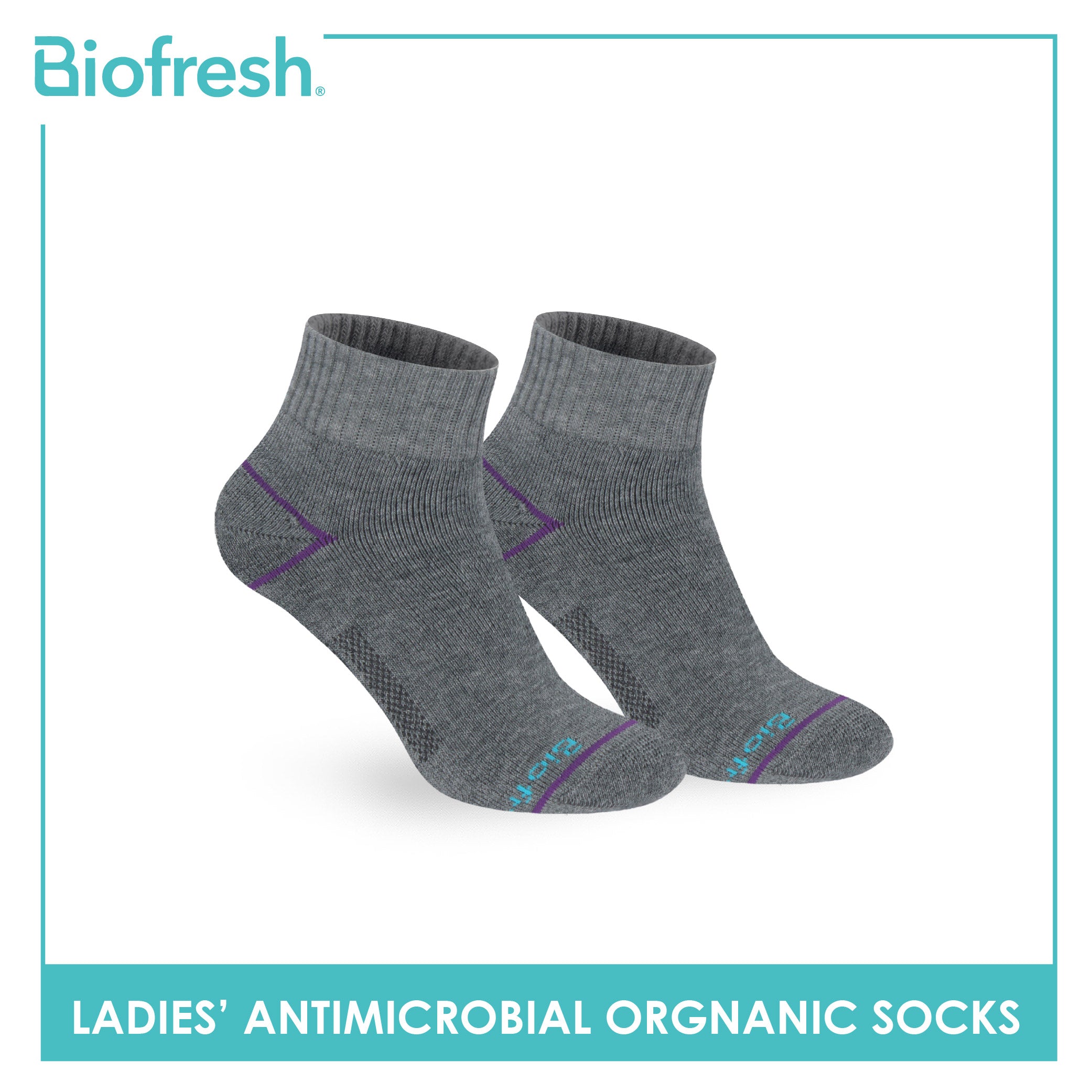 Biofresh Ladies’ Antimicrobial Organic Scent Cotton Extreme Performance Ankle Socks RLSG1101