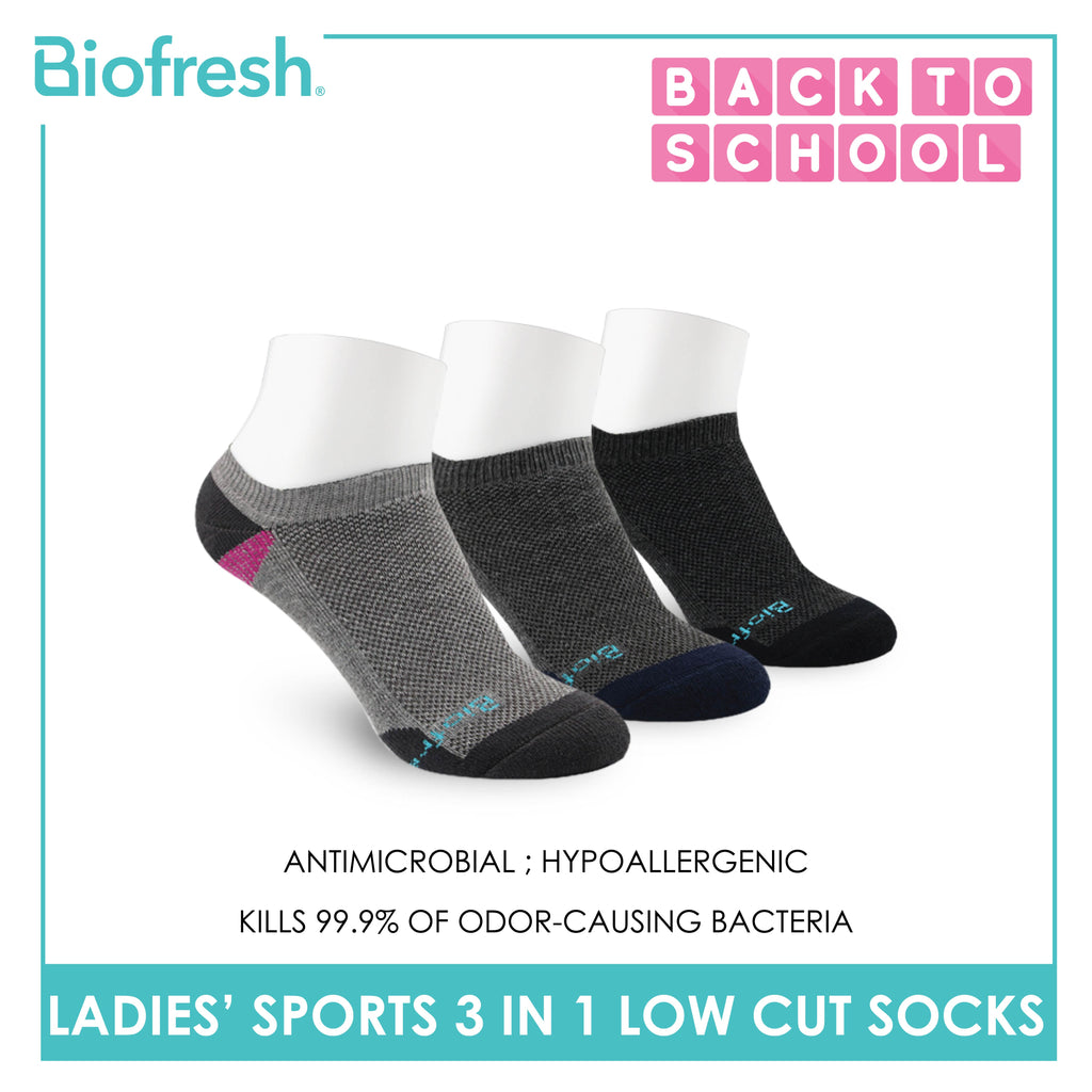 Biofresh Ladies' Antimicrobial Cotton Low Cut Thick Sport Socks 3 pairs in a pack RLSKG30