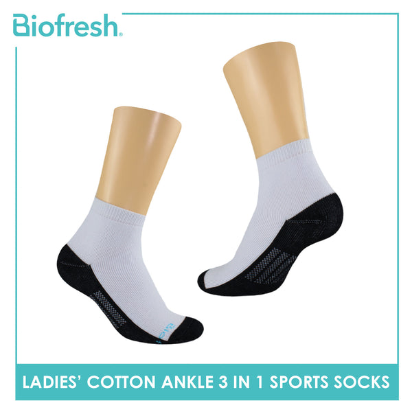 Biofresh Ladies Cotton Ankle Thick Sport Socks 3 pairs in a pack RLSKG31
