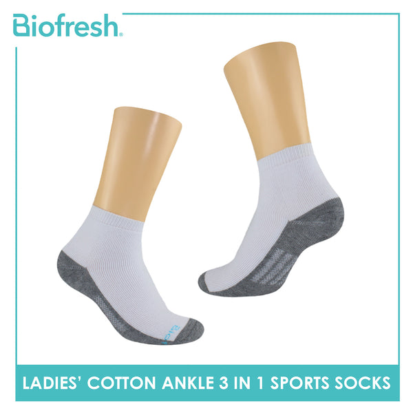Biofresh Ladies Cotton Ankle Thick Sport Socks 3 pairs in a pack RLSKG31