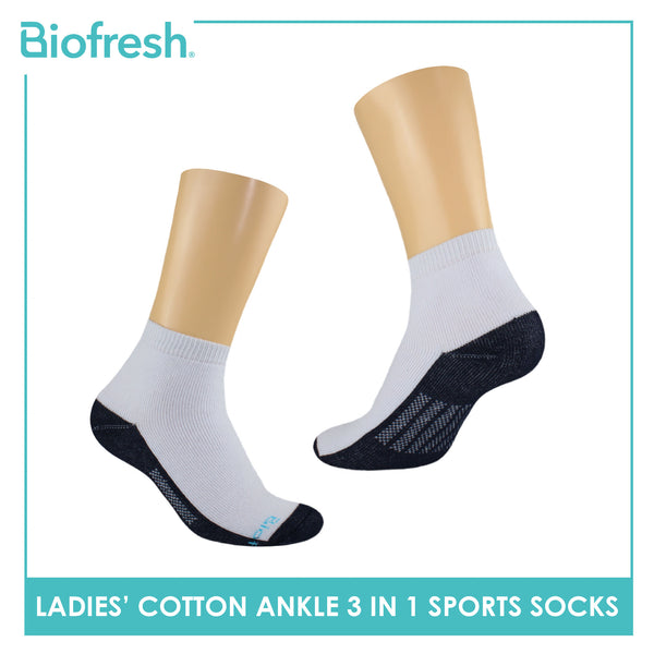 Biofresh Ladies Cotton Ankle Thick Sport Socks 3 pairs in a pack RLSKG31