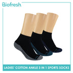 Biofresh Ladies Cotton Ankle Thick Sport Socks 3 pairs in a pack RLSKG31