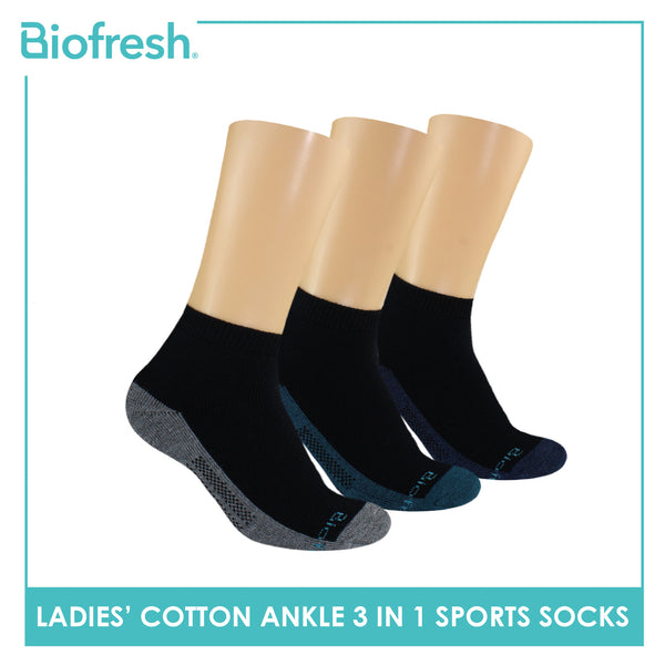 Biofresh Ladies Cotton Ankle Thick Sport Socks 3 pairs in a pack RLSKG31