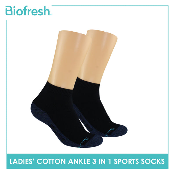 Biofresh Ladies Cotton Ankle Thick Sport Socks 3 pairs in a pack RLSKG31