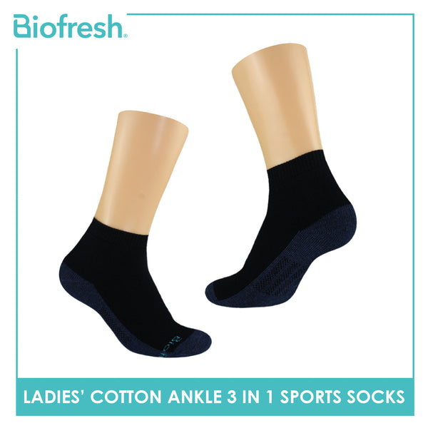 Biofresh Ladies Cotton Ankle Thick Sport Socks 3 pairs in a pack RLSKG31
