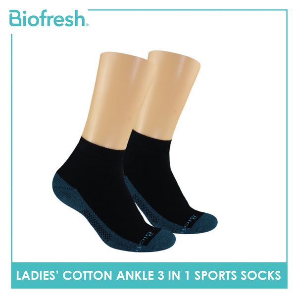 Biofresh Ladies Cotton Ankle Thick Sport Socks 3 pairs in a pack RLSKG31