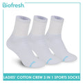 Biofresh Ladies' Antimicrobial Cotton Lite Thick Sports Crew Socks 3 pairs in a pack RLSKG32
