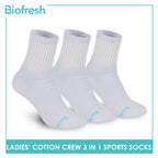 Biofresh Ladies' Antimicrobial Cotton Lite Thick Sports Crew Socks 3 pairs in a pack RLSKG32