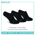 Biofresh Ladies Antimicrobial Cotton Lite Thick Sports No Show Socks 3 pairs in a pack RLSKG33