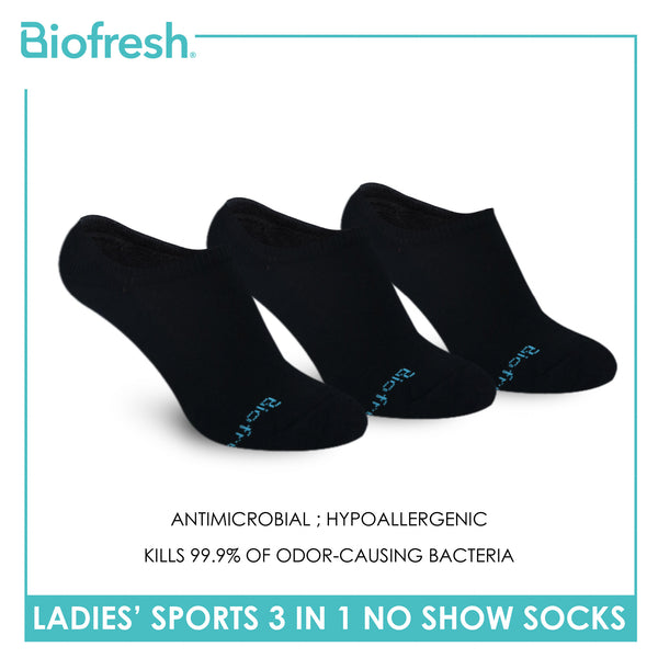 Biofresh Ladies Antimicrobial Cotton Lite Thick Sports No Show Socks 3 pairs in a pack RLSKG33