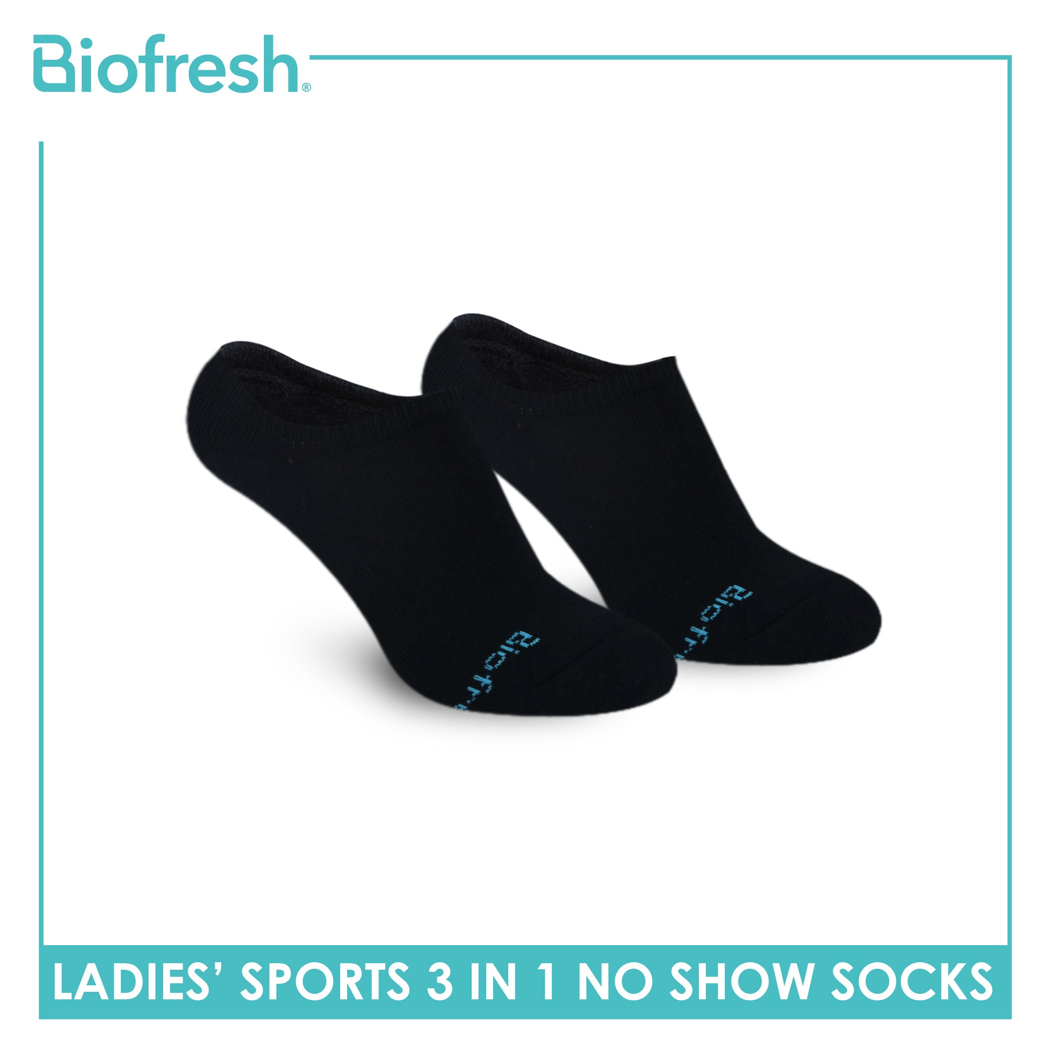 Biofresh Ladies Antimicrobial Cotton Lite Thick Sports No Show Socks 3 pairs in a pack RLSKG33