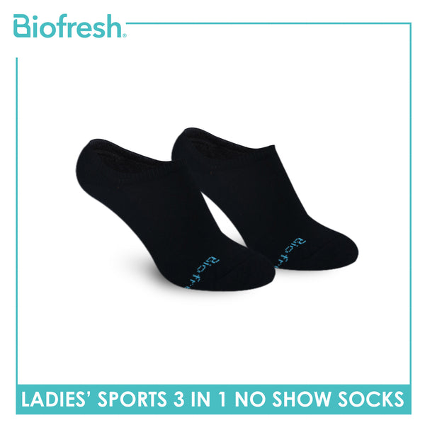 Biofresh Ladies Antimicrobial Cotton Lite Thick Sports No Show Socks 3 pairs in a pack RLSKG33