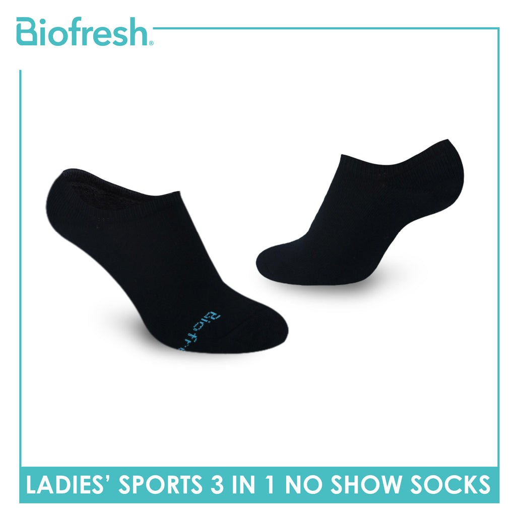 Biofresh Ladies Antimicrobial Cotton Lite Thick Sports No Show Socks 3 pairs in a pack RLSKG33