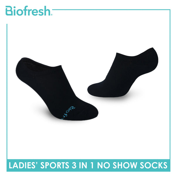 Biofresh Ladies Antimicrobial Cotton Lite Thick Sports No Show Socks 3 pairs in a pack RLSKG33