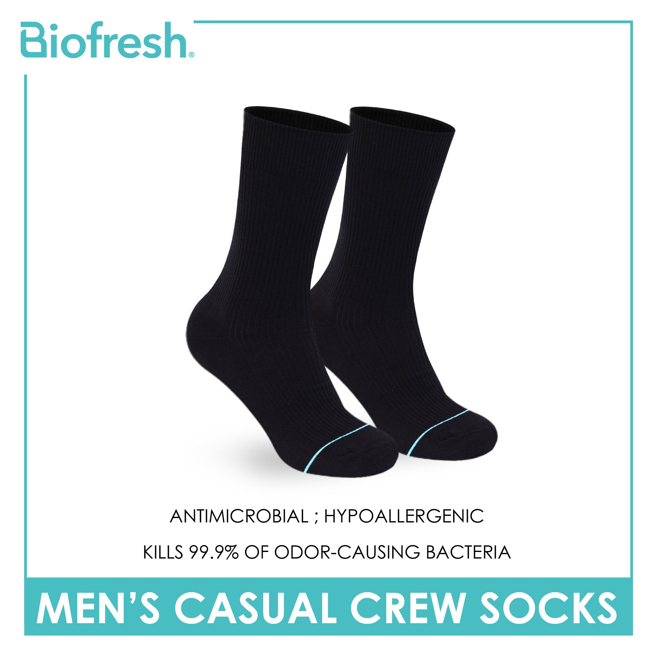 Biofresh Men’s Cotton Light Performance Crew Socks 1 pair RMC4401