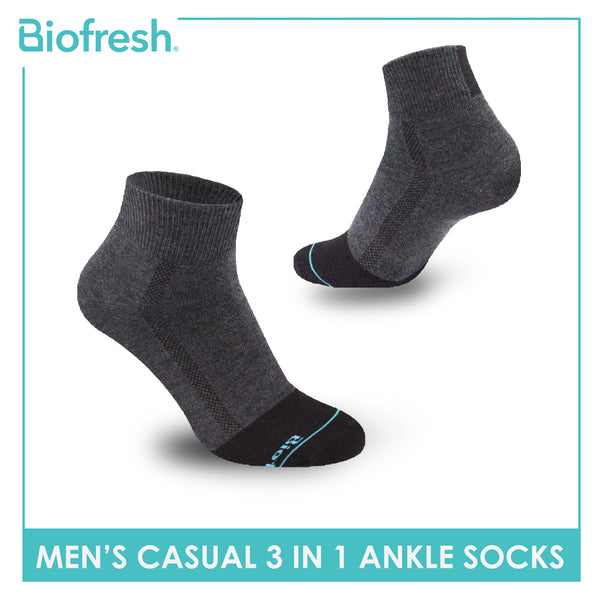 Biofresh Men’s Antimicrobial Cotton Lite Casual Ankle Socks 3 pairs in a pack RMCG3101