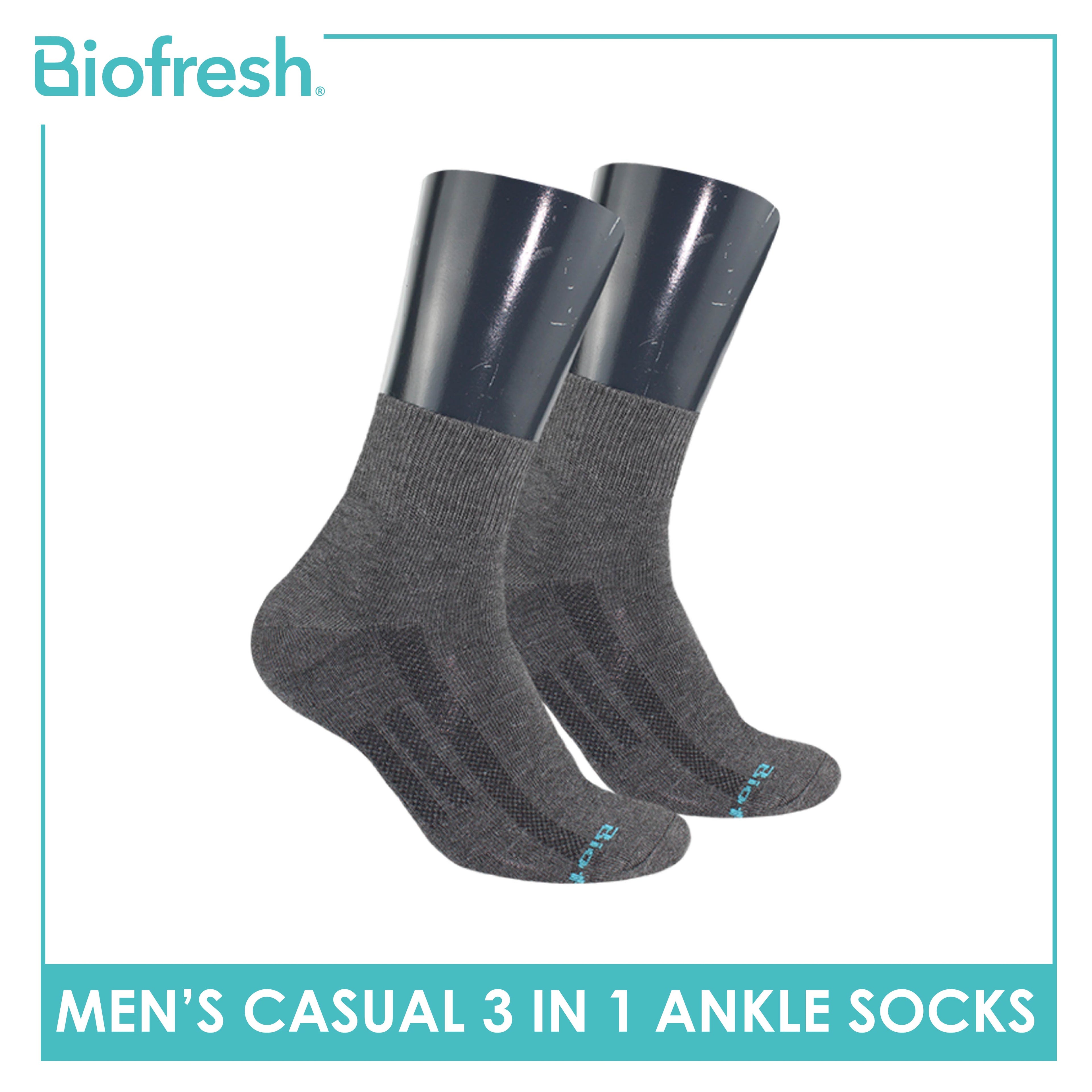 Biofresh Men’s Antimicrobial Cotton Ankle Lite Thin Casual Socks 3 pairs in a pack RMCKG11