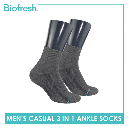 Biofresh Men’s Antimicrobial Cotton Ankle Lite Thin Casual Socks 3 pairs in a pack RMCKG11