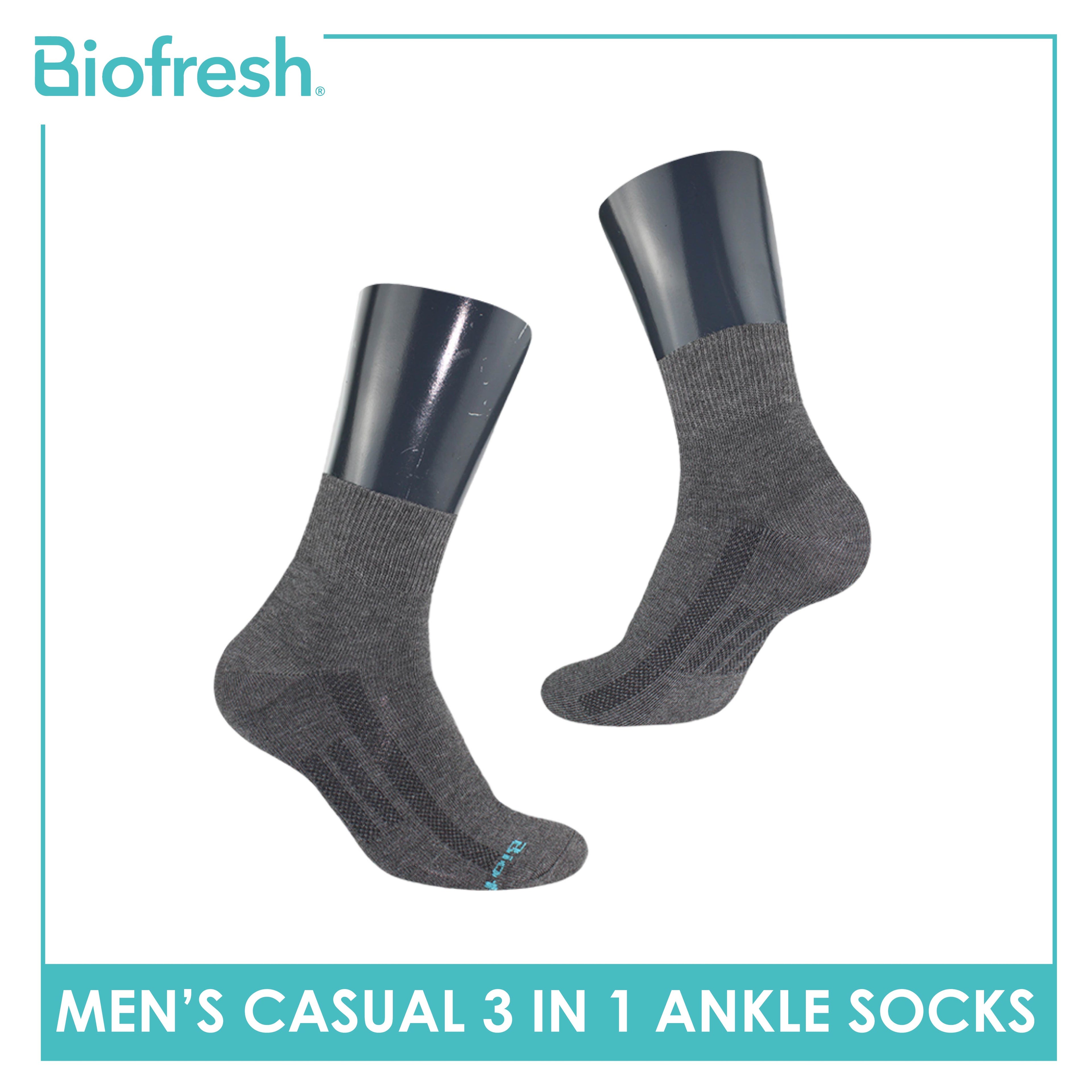 Biofresh Men’s Antimicrobial Cotton Ankle Lite Thin Casual Socks 3 pairs in a pack RMCKG11