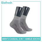 Biofresh Men’s Antimicrobial Cotton Ankle Lite Thin Casual Socks 3 pairs in a pack RMCKG11