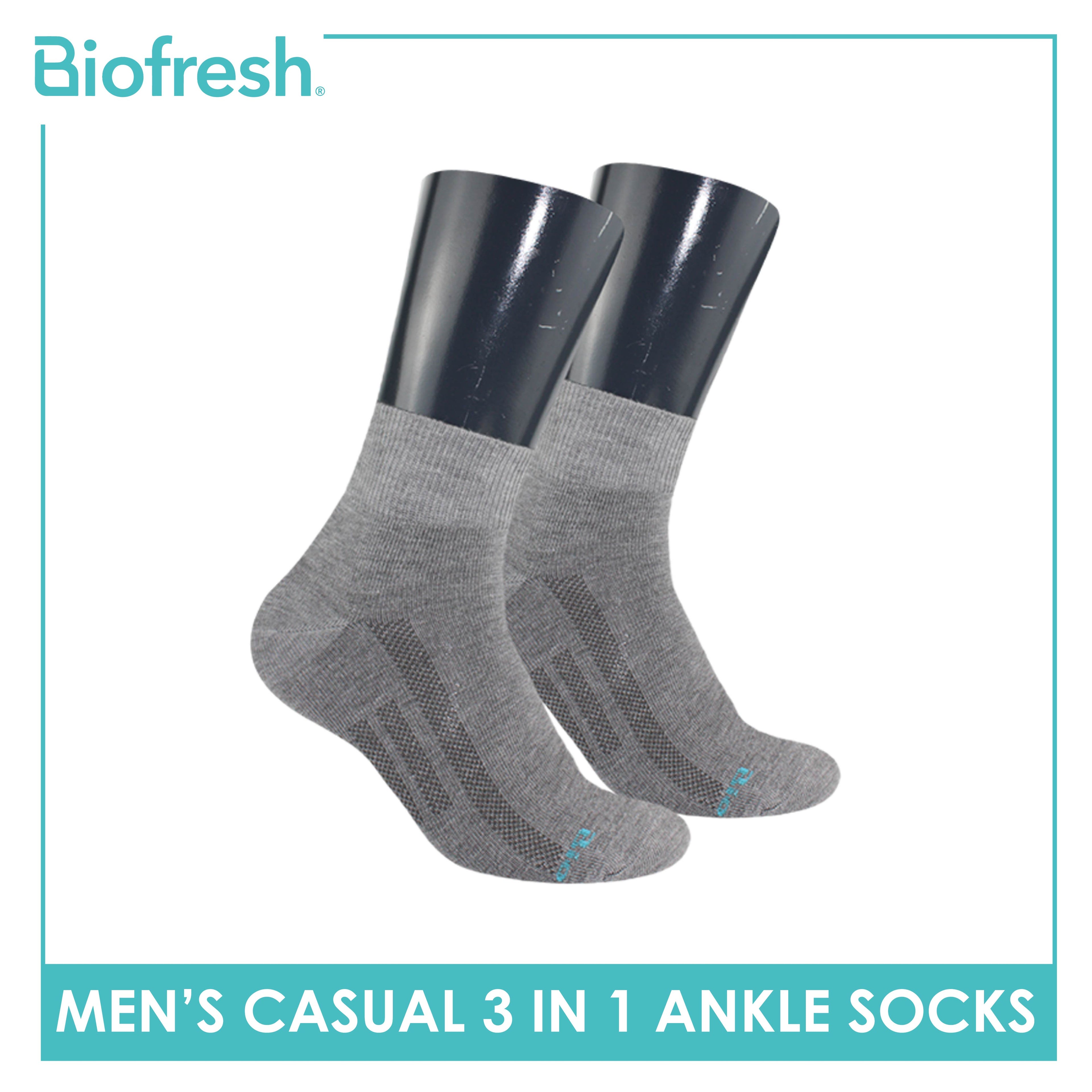 Biofresh Men’s Antimicrobial Cotton Ankle Lite Thin Casual Socks 3 pairs in a pack RMCKG11