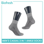 Biofresh Men’s Antimicrobial Cotton Ankle Lite Thin Casual Socks 3 pairs in a pack RMCKG11