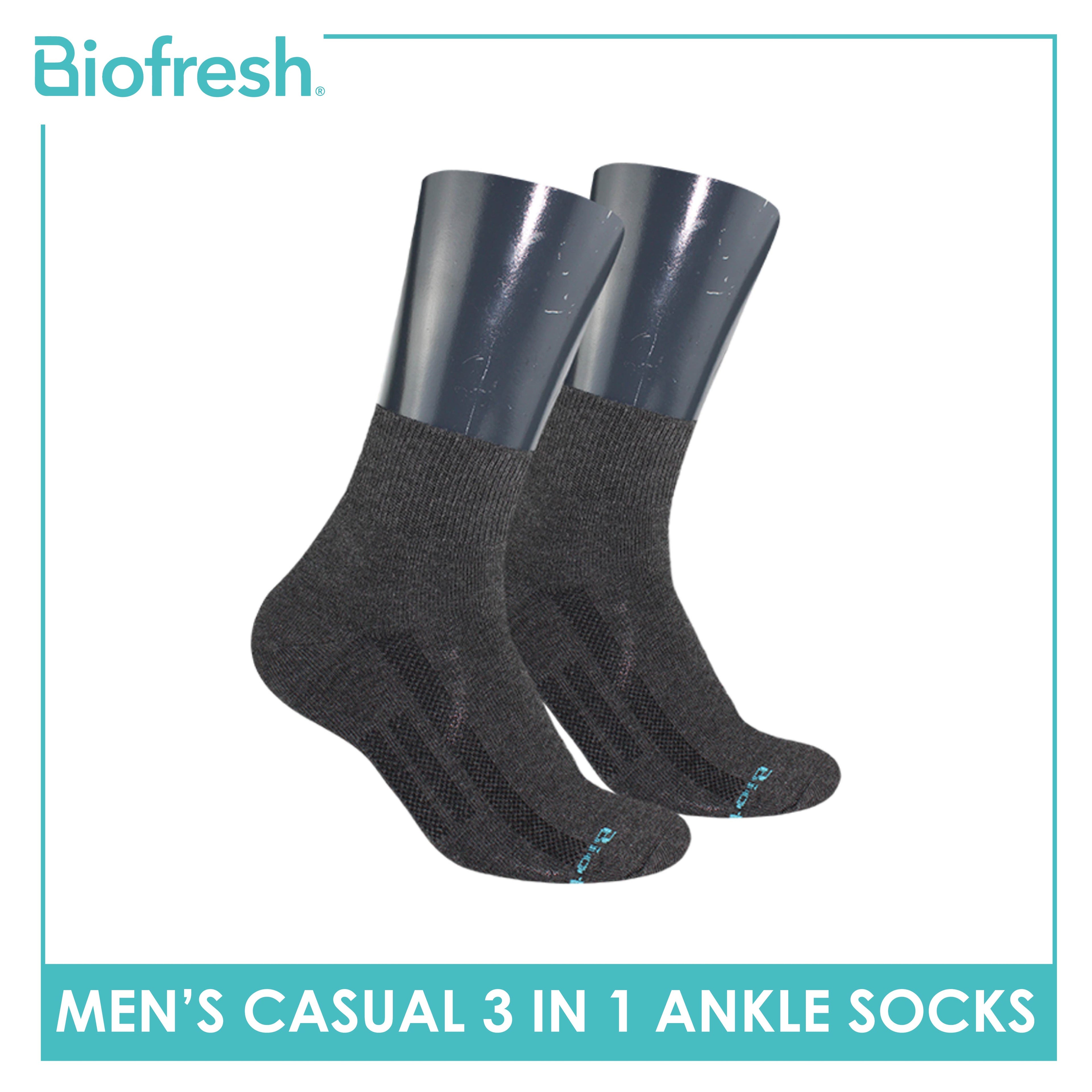 Biofresh Men’s Antimicrobial Cotton Ankle Lite Thin Casual Socks 3 pairs in a pack RMCKG11