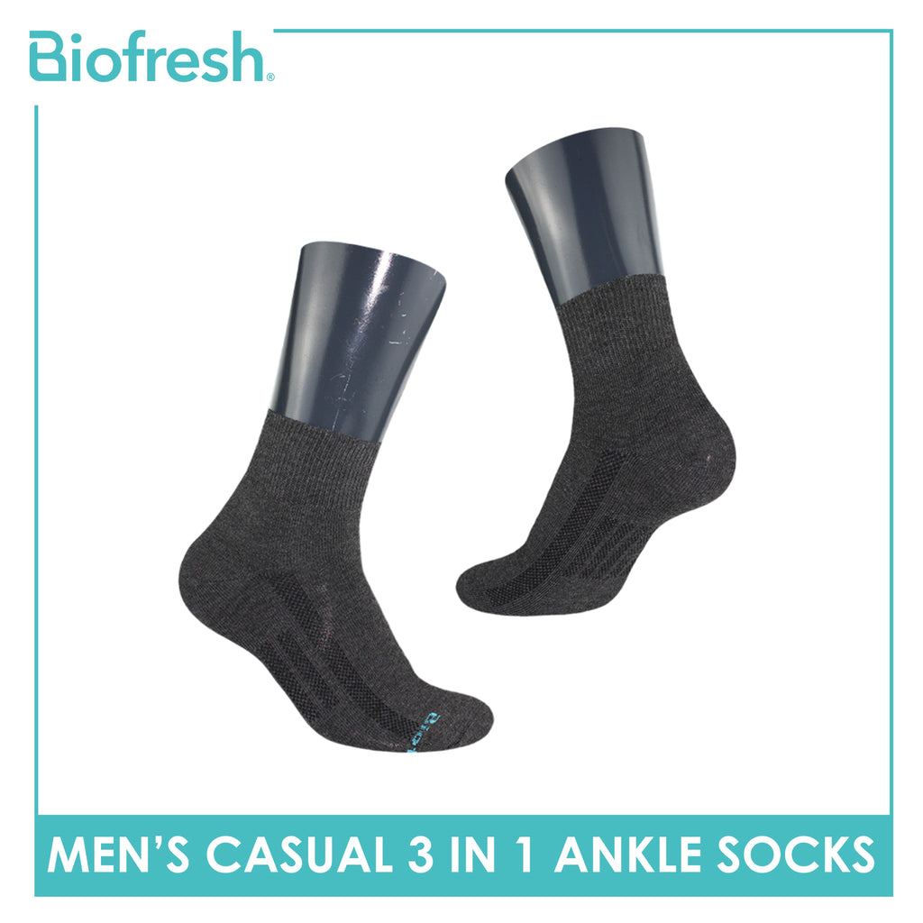 Biofresh Men’s Antimicrobial Cotton Ankle Lite Thin Casual Socks 3 pairs in a pack RMCKG11