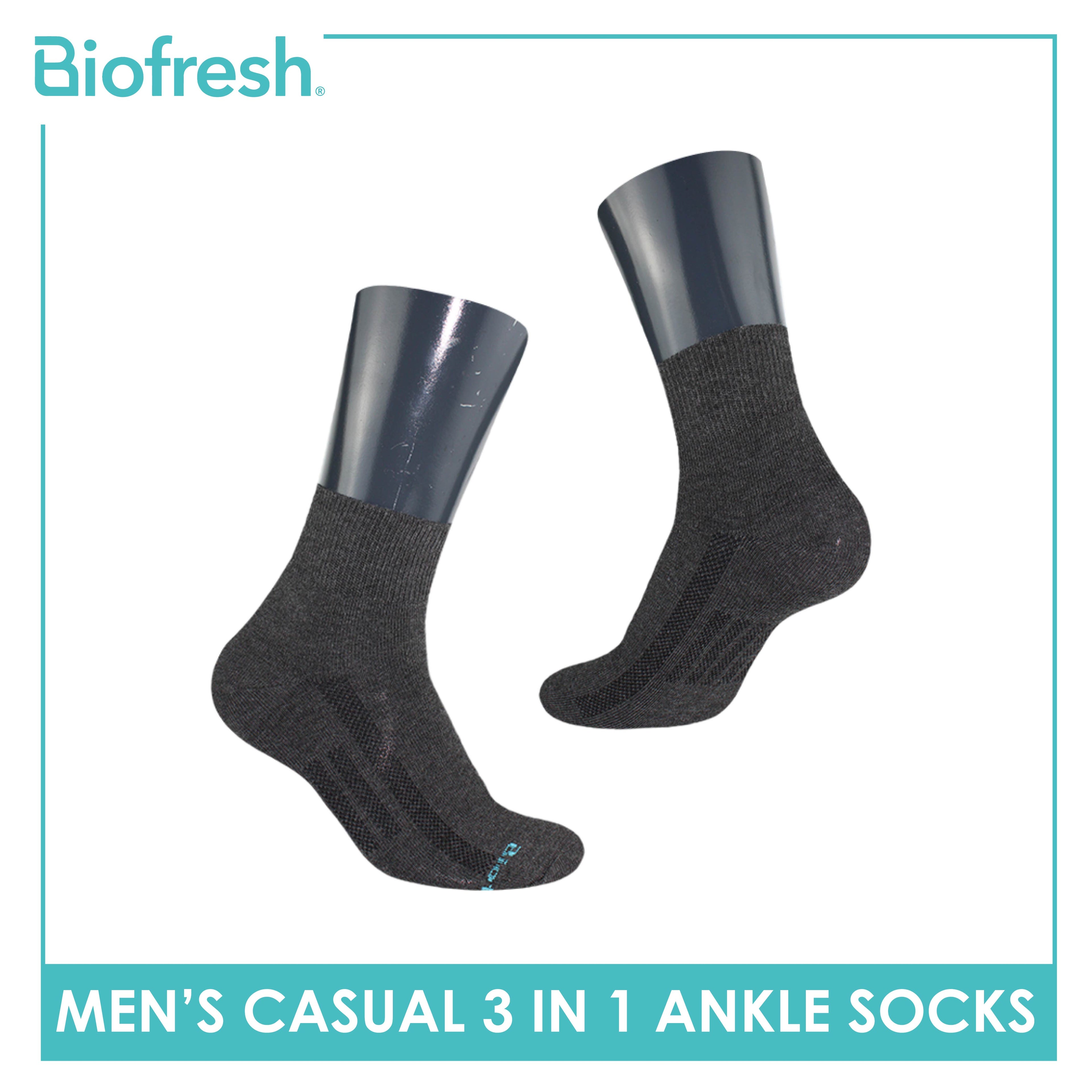 Biofresh Men’s Antimicrobial Cotton Ankle Lite Thin Casual Socks 3 pairs in a pack RMCKG11