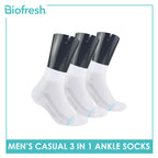 Biofresh Men’s Antimicrobial Cotton Ankle Lite Thin Casual Socks 3 pairs in a pack RMCKG11