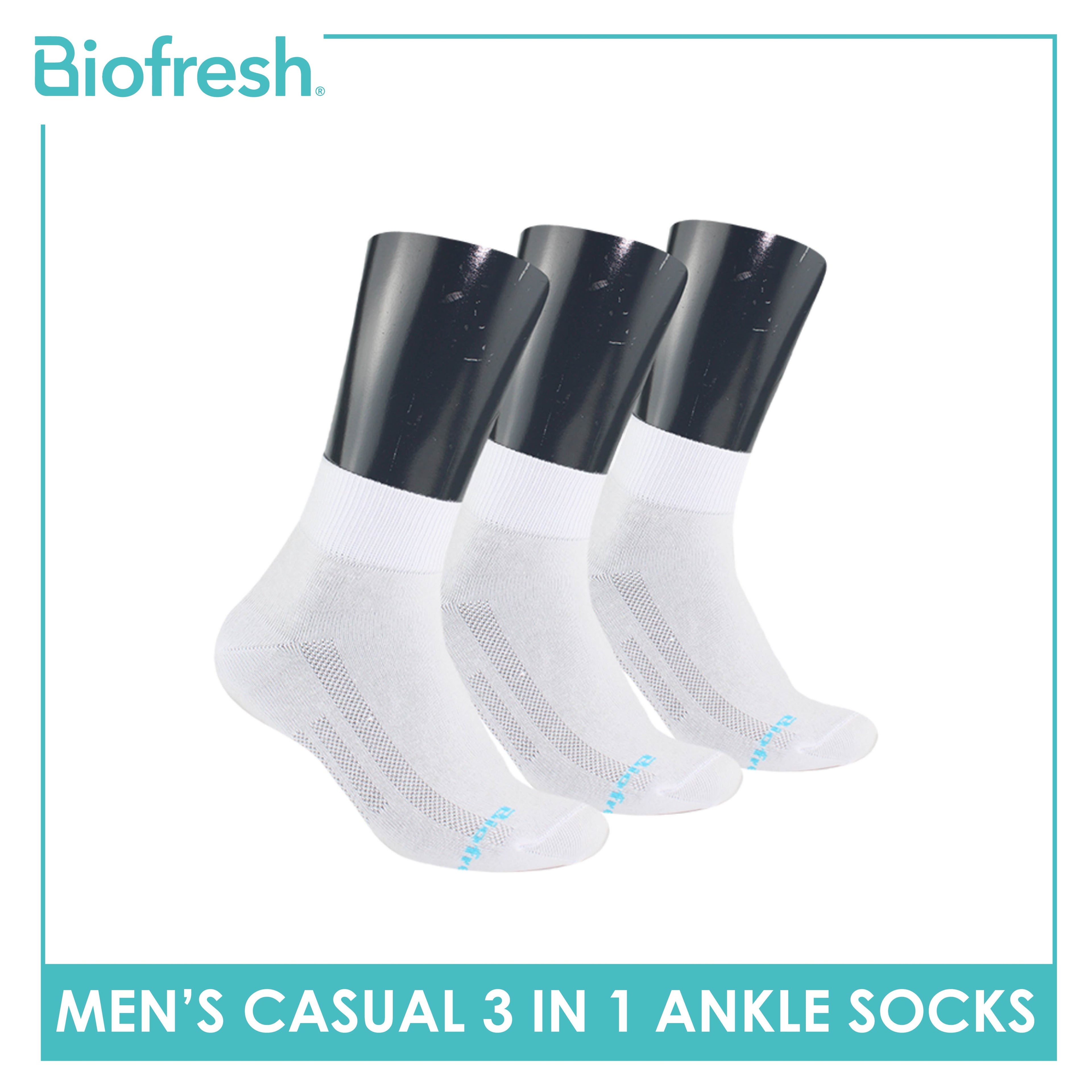 Biofresh Men’s Antimicrobial Cotton Ankle Lite Thin Casual Socks 3 pairs in a pack RMCKG11