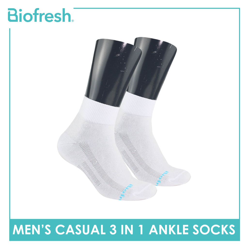 Biofresh Men’s Antimicrobial Cotton Ankle Lite Thin Casual Socks 3 pairs in a pack RMCKG11