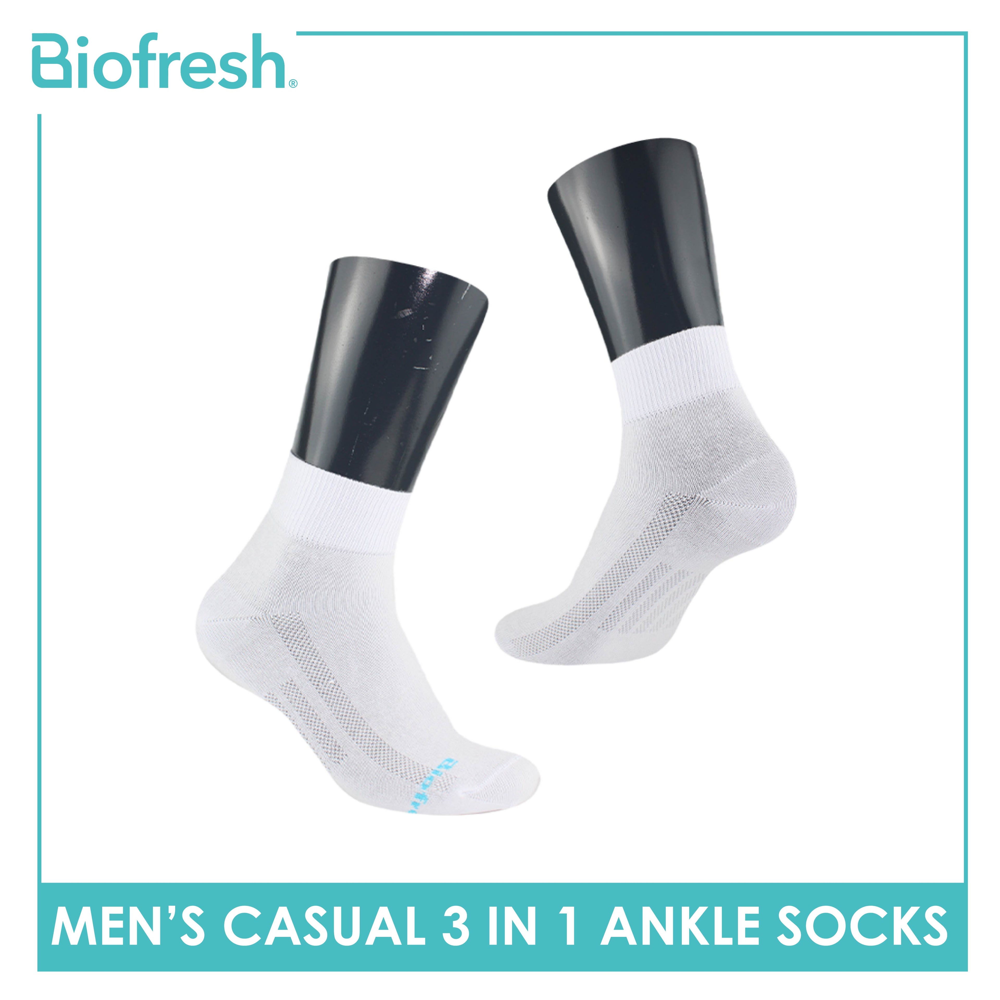 Biofresh Men’s Antimicrobial Cotton Ankle Lite Thin Casual Socks 3 pairs in a pack RMCKG11