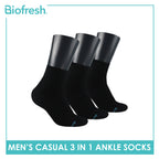 Biofresh Men’s Antimicrobial Cotton Ankle Lite Thin Casual Socks 3 pairs in a pack RMCKG11