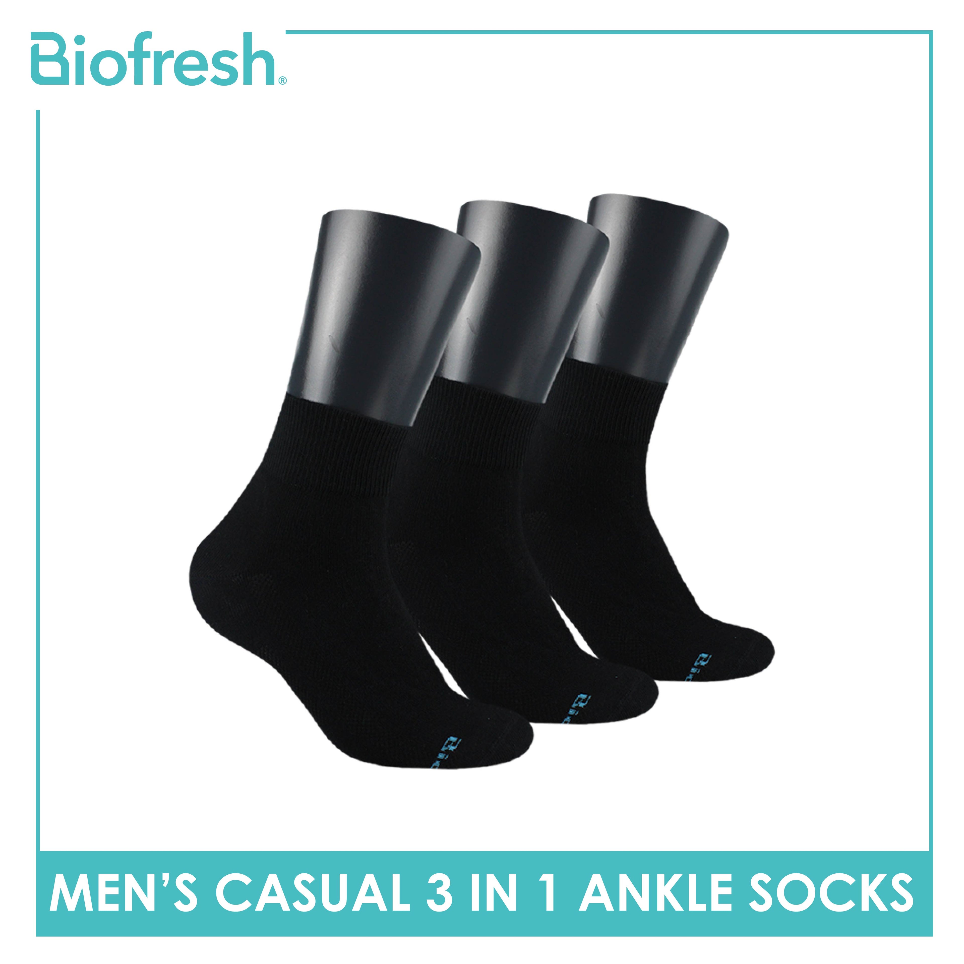 Biofresh Men’s Antimicrobial Cotton Ankle Lite Thin Casual Socks 3 pairs in a pack RMCKG11