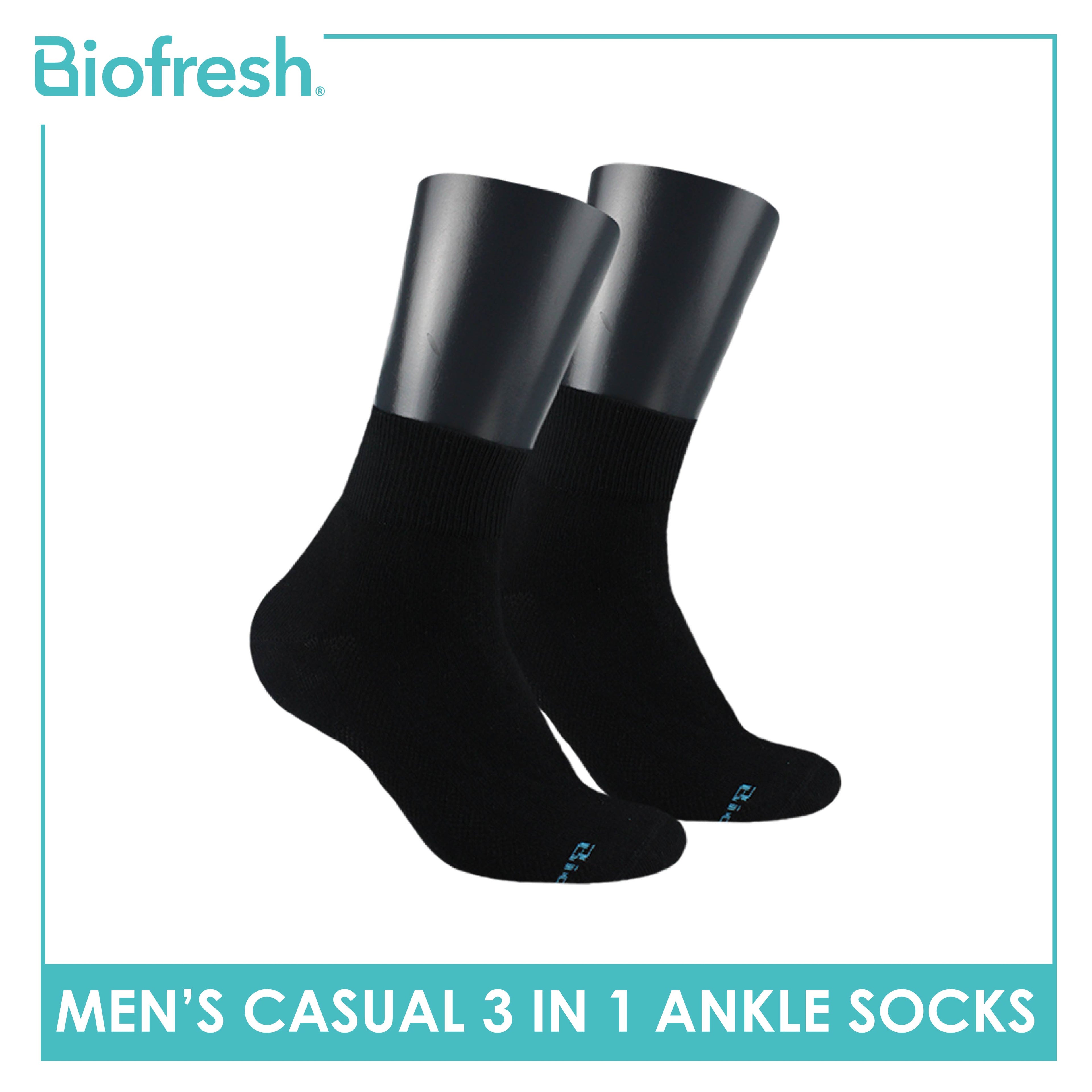 Biofresh Men’s Antimicrobial Cotton Ankle Lite Thin Casual Socks 3 pairs in a pack RMCKG11
