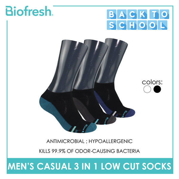 Biofresh Men’s Antimicrobial Odor Free Cotton Ankle Lite Thin Casual Socks 3 pairs in a pack RMCKG13