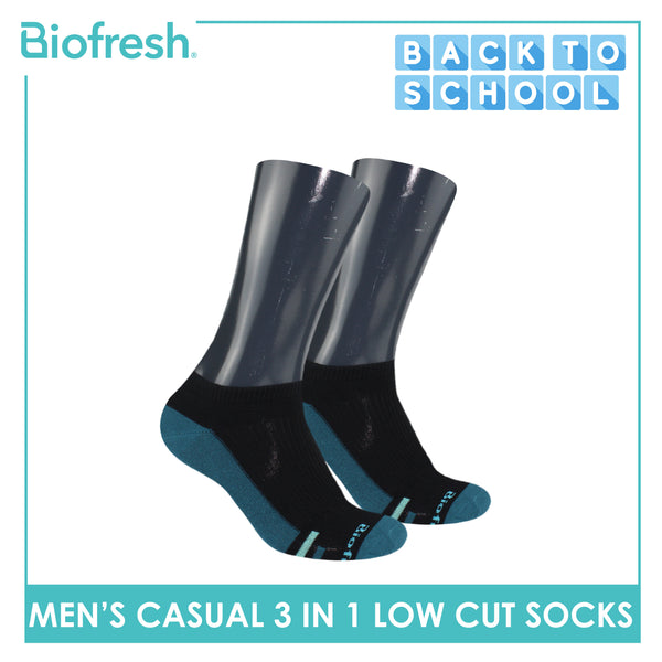 Biofresh Men’s Antimicrobial Odor Free Cotton Ankle Lite Thin Casual Socks 3 pairs in a pack RMCKG13