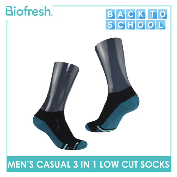 Biofresh Men’s Antimicrobial Odor Free Cotton Ankle Lite Thin Casual Socks 3 pairs in a pack RMCKG13