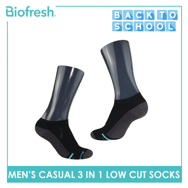 Biofresh Men’s Antimicrobial Odor Free Cotton Ankle Lite Thin Casual Socks 3 pairs in a pack RMCKG13