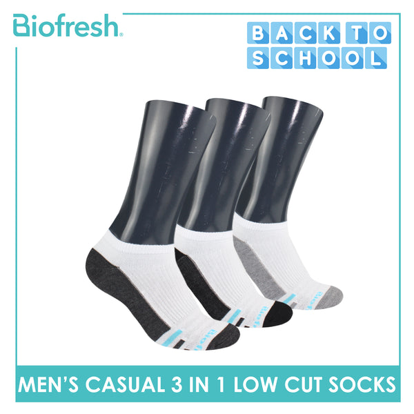 Biofresh Men’s Antimicrobial Odor Free Cotton Ankle Lite Thin Casual Socks 3 pairs in a pack RMCKG13