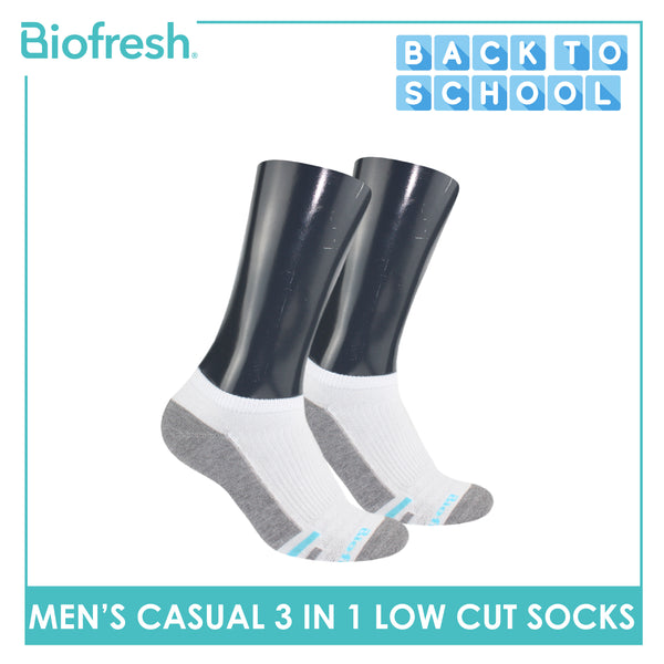 Biofresh Men’s Antimicrobial Odor Free Cotton Ankle Lite Thin Casual Socks 3 pairs in a pack RMCKG13