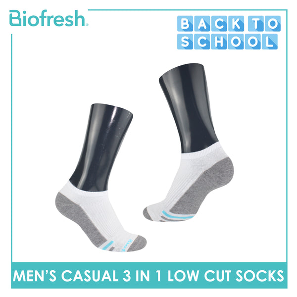 Biofresh Men’s Antimicrobial Odor Free Cotton Ankle Lite Thin Casual Socks 3 pairs in a pack RMCKG13