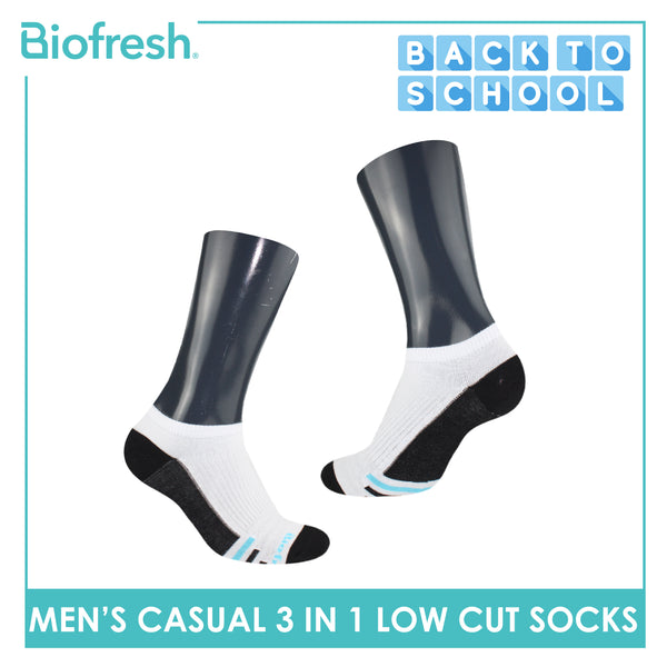 Biofresh Men’s Antimicrobial Odor Free Cotton Ankle Lite Thin Casual Socks 3 pairs in a pack RMCKG13