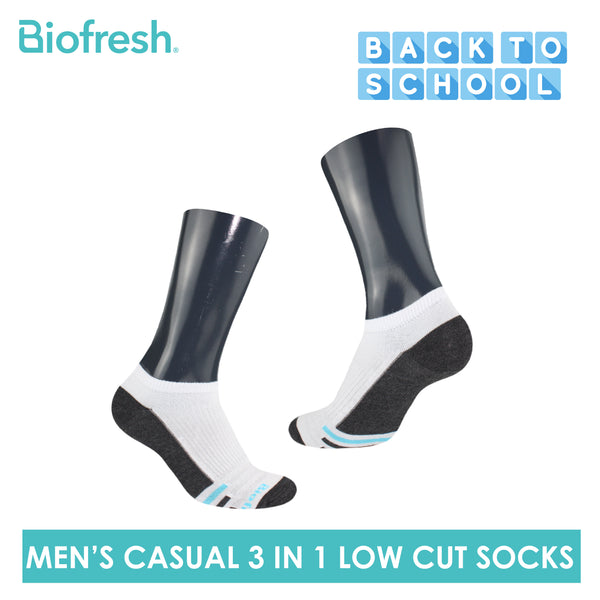 Biofresh Men’s Antimicrobial Odor Free Cotton Ankle Lite Thin Casual Socks 3 pairs in a pack RMCKG13