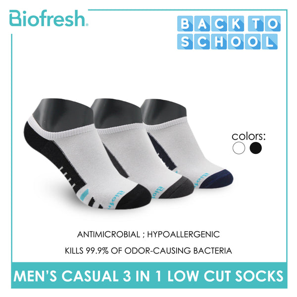 Biofresh Men’s Antimicrobial Odor Free Cotton Ankle Lite Casual Socks 3 pairs in a pack RMCKG13