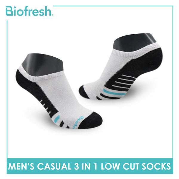 Biofresh Men’s Antimicrobial Odor Free Cotton Ankle Lite Casual Socks 3 pairs in a pack RMCKG13