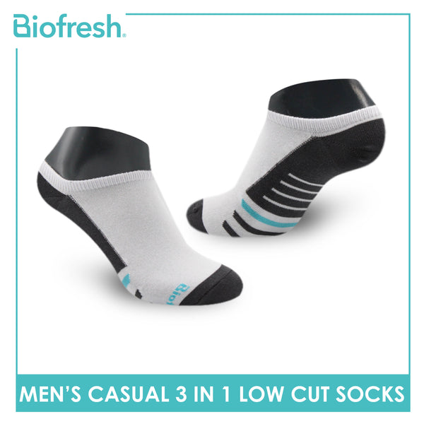 Biofresh Men’s Antimicrobial Odor Free Cotton Ankle Lite Casual Socks 3 pairs in a pack RMCKG13