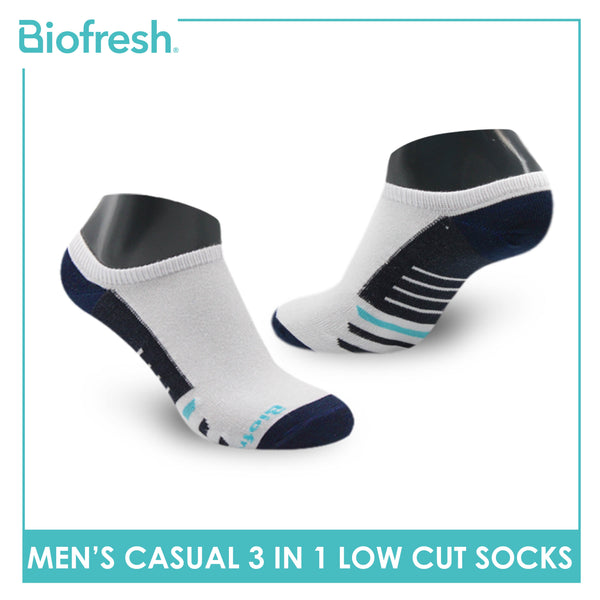 Biofresh Men’s Antimicrobial Odor Free Cotton Ankle Lite Casual Socks 3 pairs in a pack RMCKG13